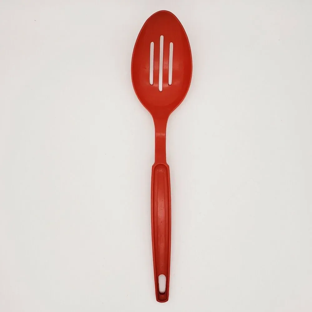 Vtg Ekco Slotted Spoon Red Plastic Kitchen Utensil USA Retro Classic Mid Century
